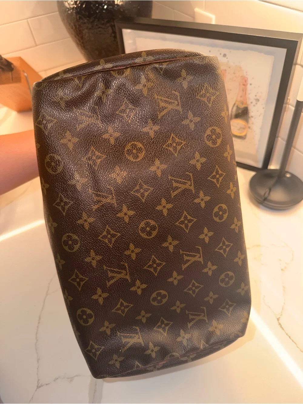 Louis Vuitton Brown Monogram Speedy with Tan Handles